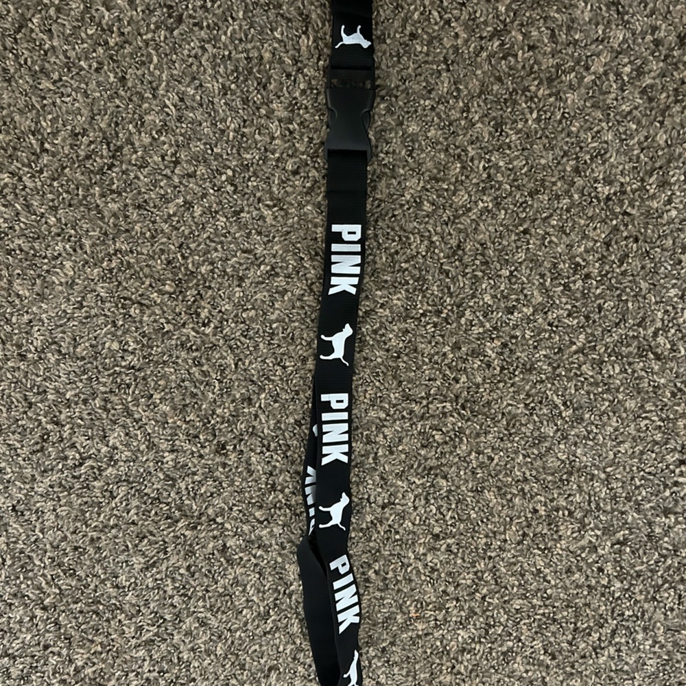 PINK Black and White Logo Lanyard